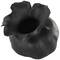 8.75" Black Ceramic Abstract Wide Rounded Floral Shaped Decorative Vase with Petal Rim